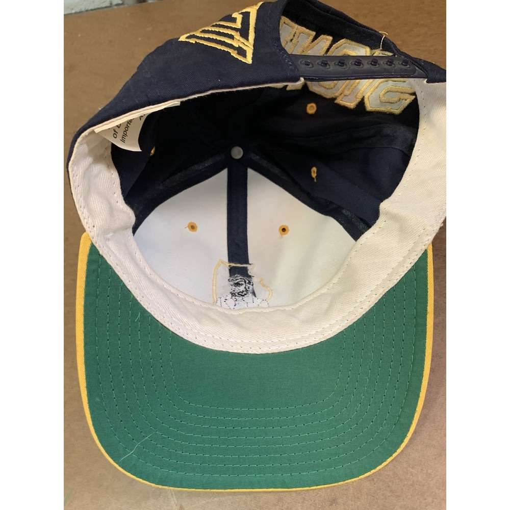 Vintage Illinois Abe Lincoln Yellow Navy Blue Hat USA Annco - Picture 4 of 5